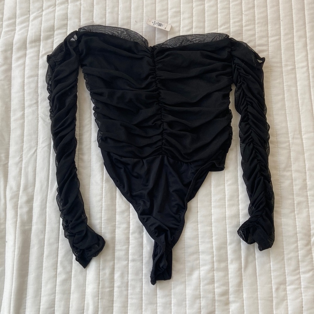 Mesh ruched bodysuit